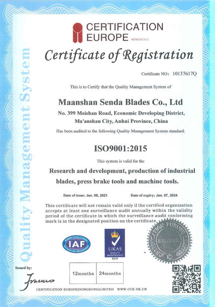 CHINA Senda Group Co.，Ltd certificaten